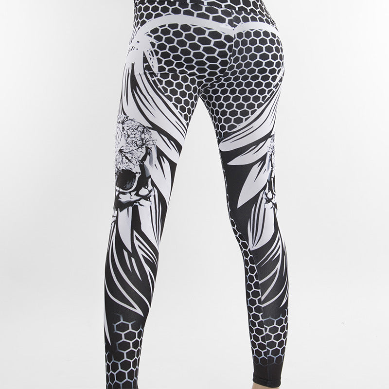 Honeycomb Skull Fitness Leggings for Wome Honeycomb Skull Fitness Leggings for Wome